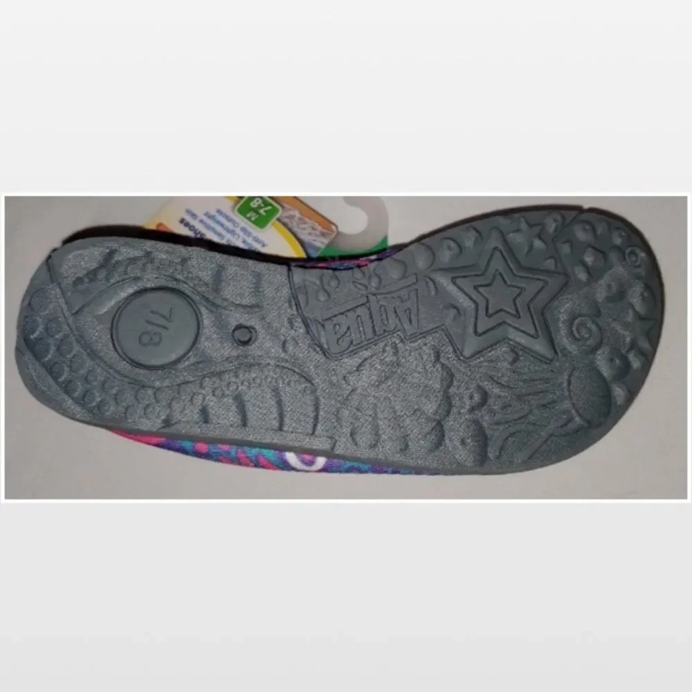 New Aqua Leisure Water Shoes Kid Size 7 8 Purple Floral Slip Ons